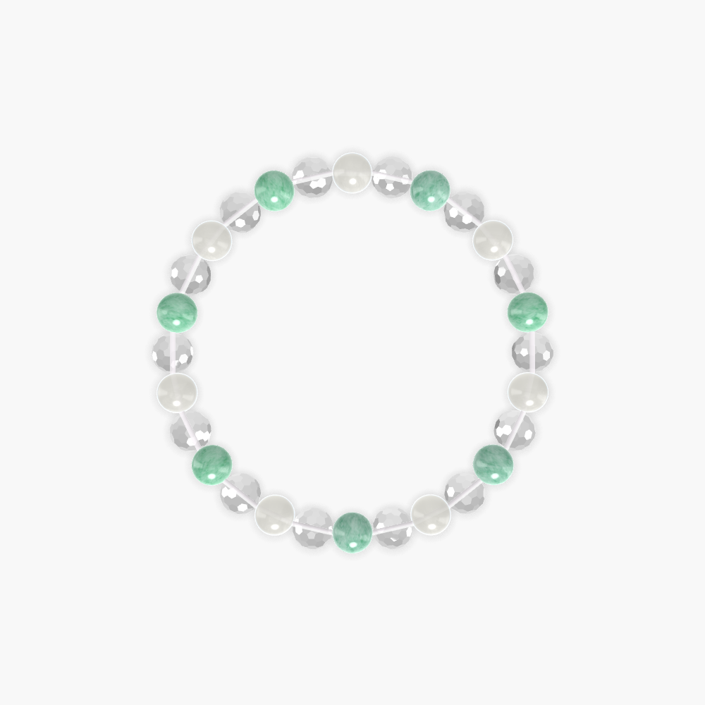 Clear Quartz, Green Jade and Moonstone Bracelet
