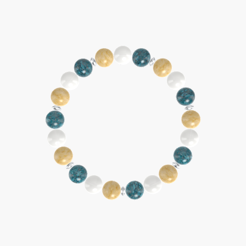 Apatite, White Jade and Yellow Jade Bracelet