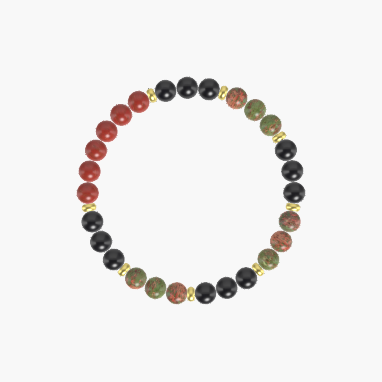 Black Tourmaline, Unakite and Red Jasper Bracelet