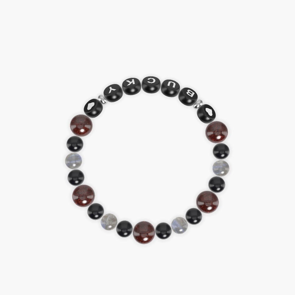 Black Obsidian, Garnet and Labradorite Bracelet