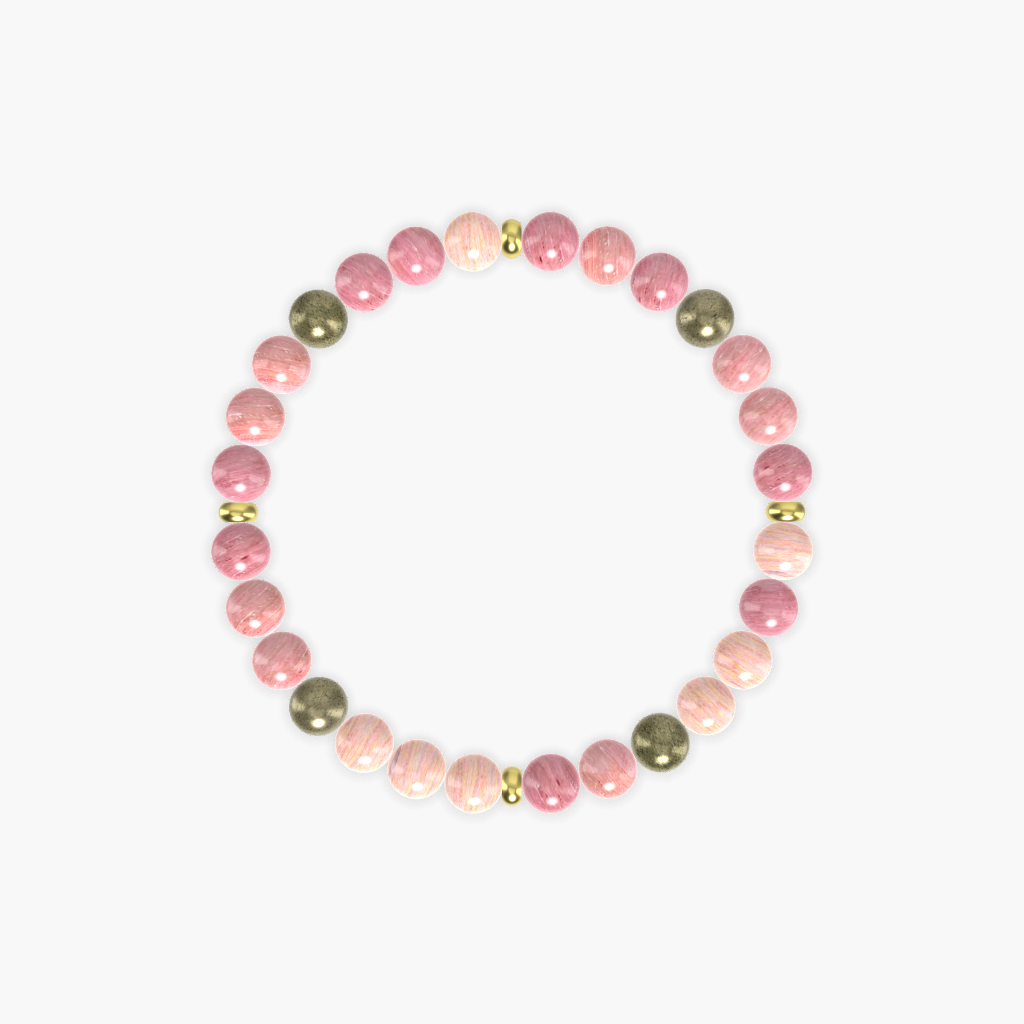 Rhodonite and Pyrite Gemstone Bead Bracelet
