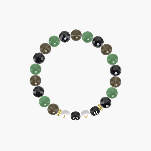 Black Tourmaline, Aventurine and Smoky Quartz Bracelet