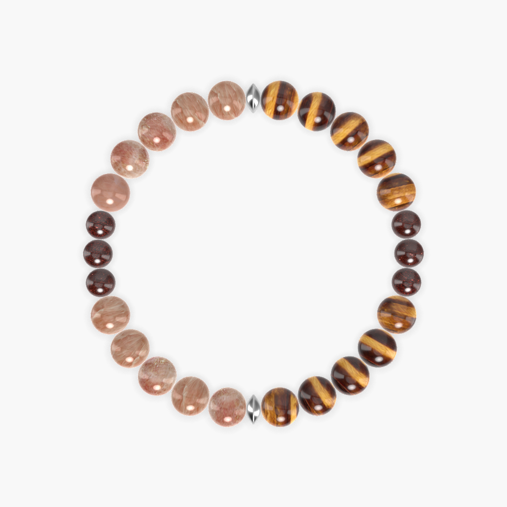 Tiger Eye, Sunstone and Garnet Bracelet