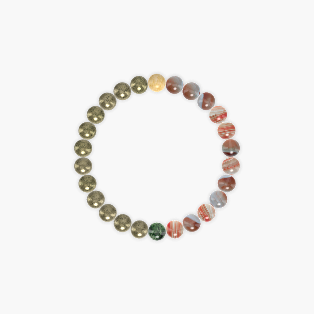 Sardonyx, Pyrite, Moss Agate and more Gemstone Bracelet