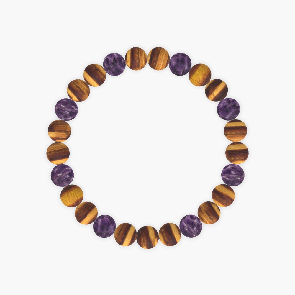 Tiger Eye and Amethyst Bracelet