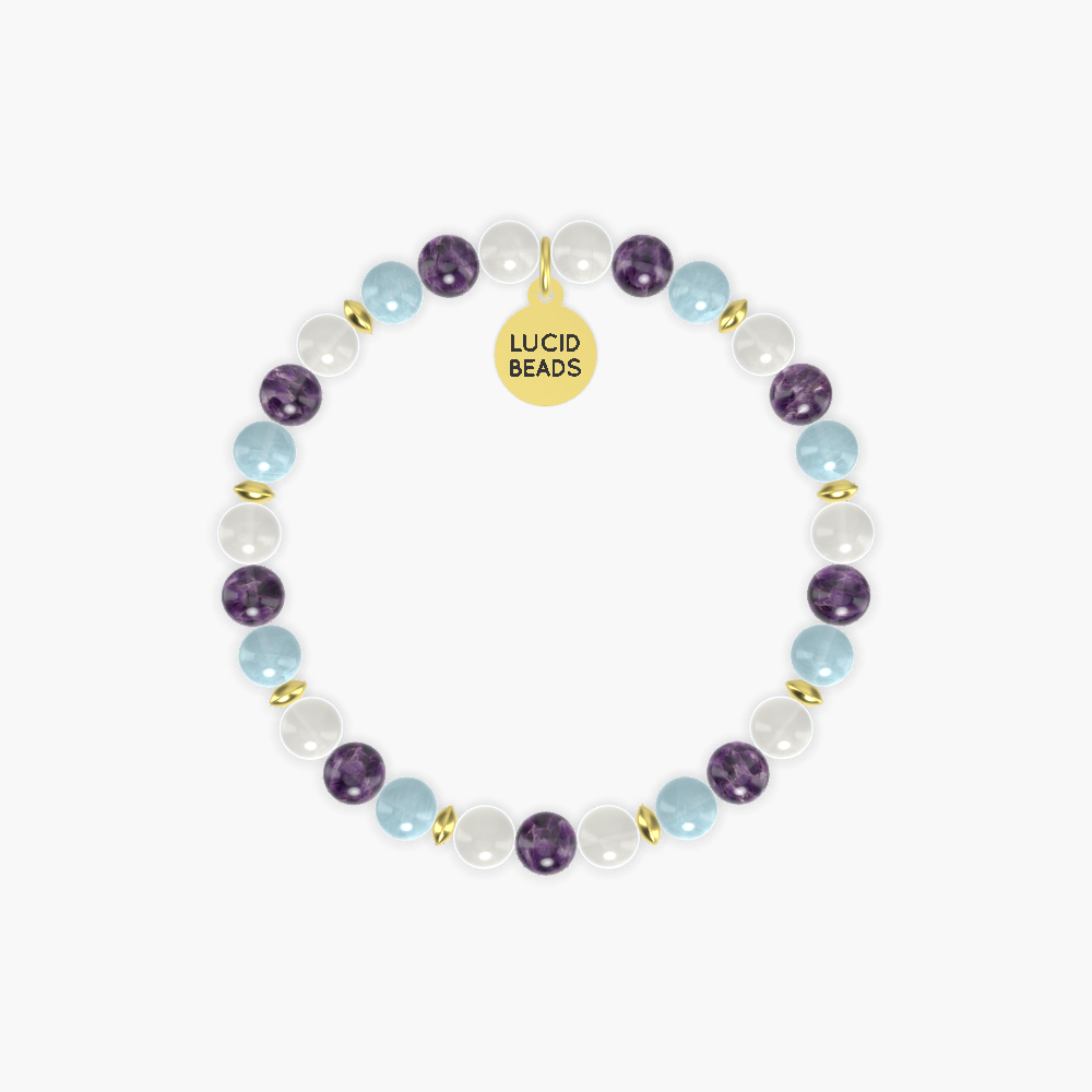 Moonstone, Amethyst and Aquamarine Bracelet