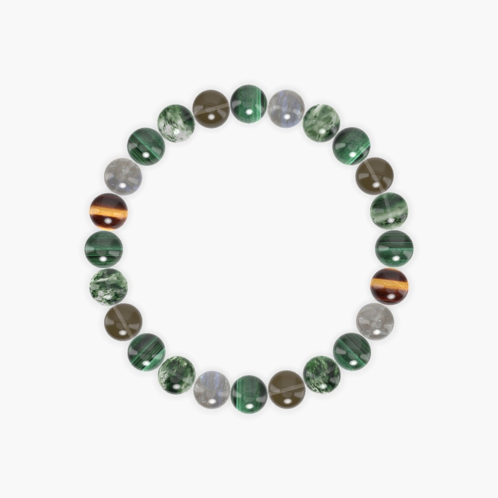 Malachite, Moss Agate, Smoky Quartz and more Gemstone Bracelet
