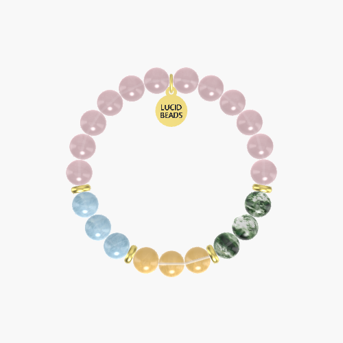 Rose Quartz, Citrine, Moss Agate and more Gemstone Bracelet