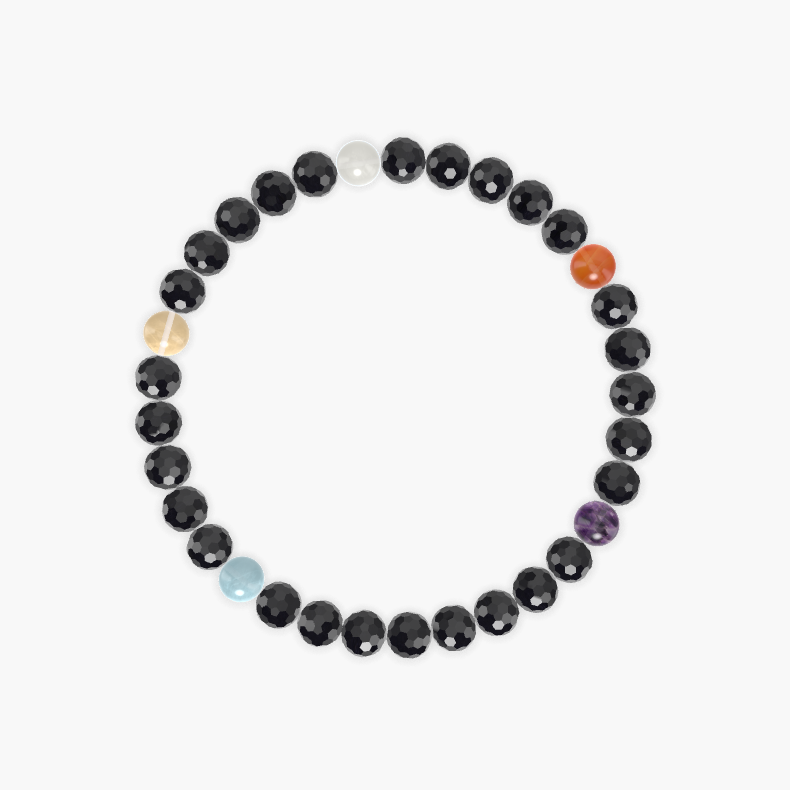 Black Tourmaline, Amethyst, Carnelian and more Gemstone Bracelet