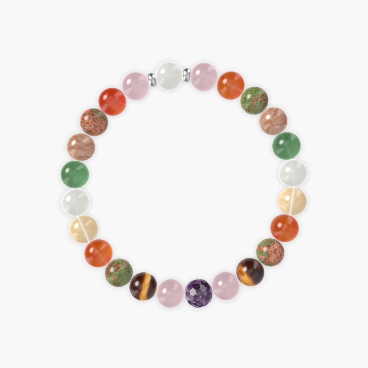 Unakite, Carnelian, Rose Quartz and more Gemstone Bracelet