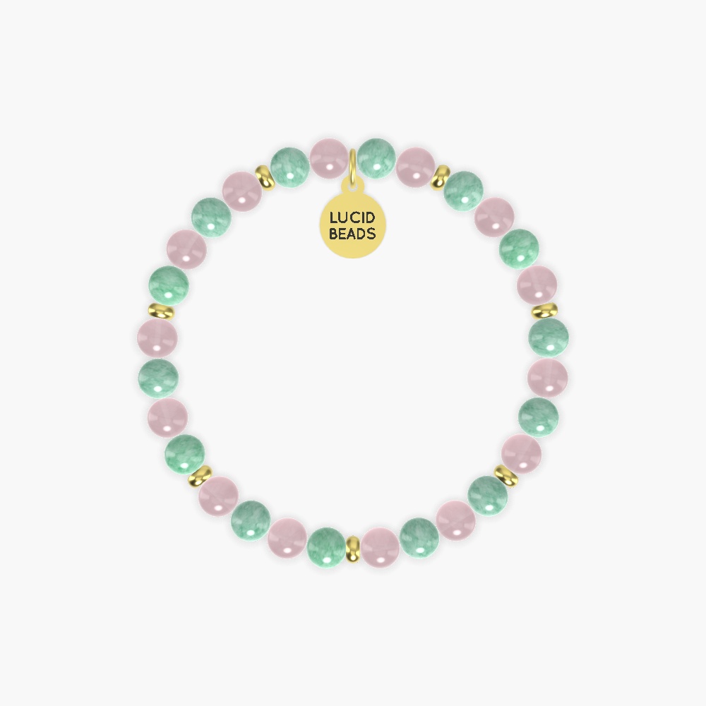 Loving Heart Harmony - Rose Quartz and Green Jade Bracelet
