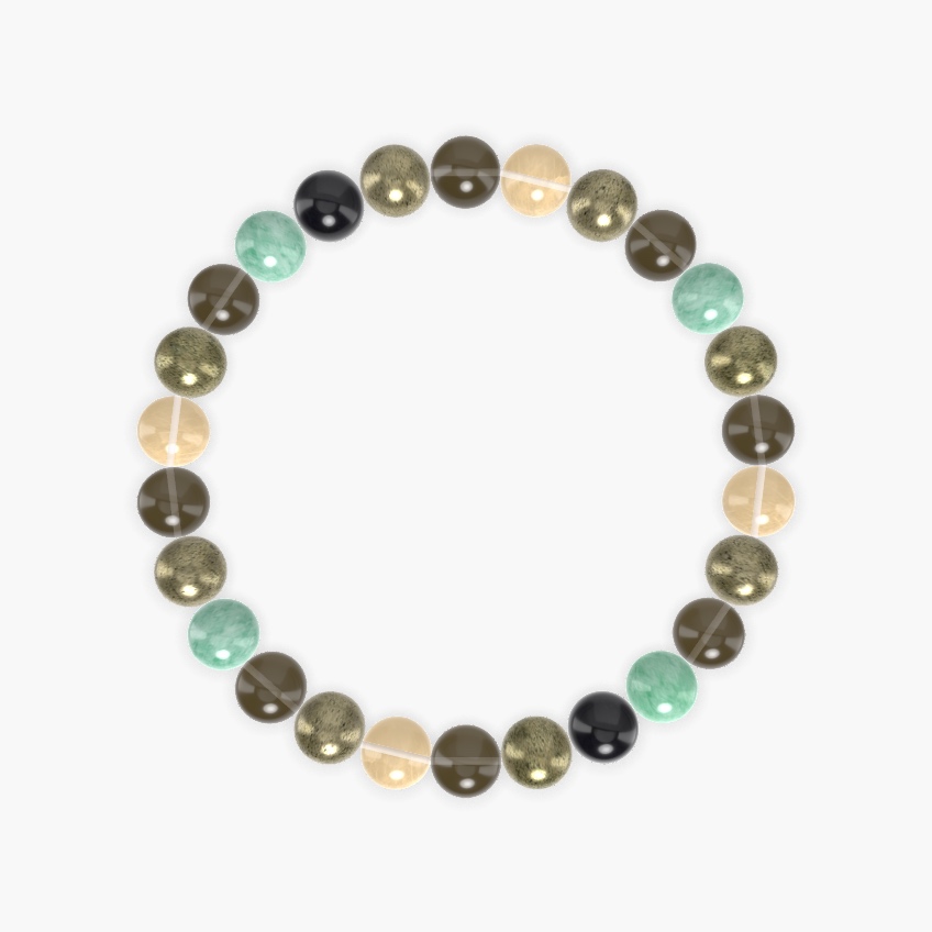Smoky Quartz, Pyrite, Green Jade and more Gemstone Bracelet