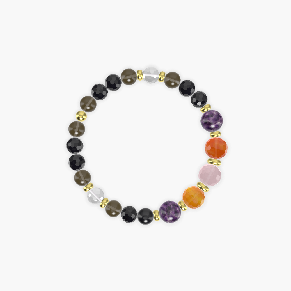 Black Tourmaline, Smoky Quartz, Amethyst and more Gemstone Bracelet