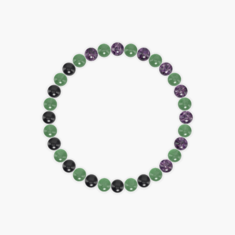 Aventurine, Black Obsidian and Amethyst Bracelet