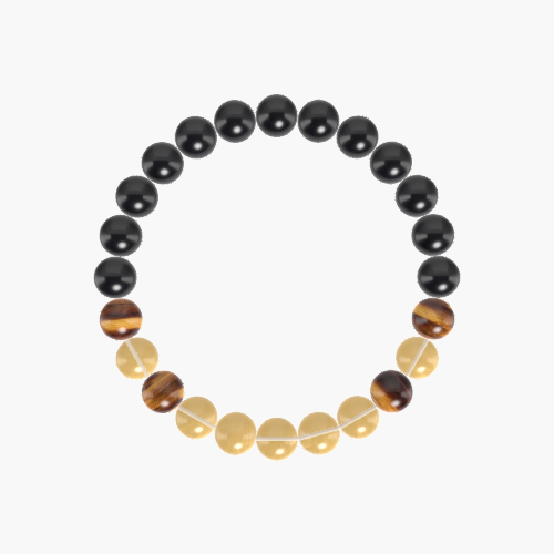 Black Tourmaline, Citrine and Tiger Eye Bracelet