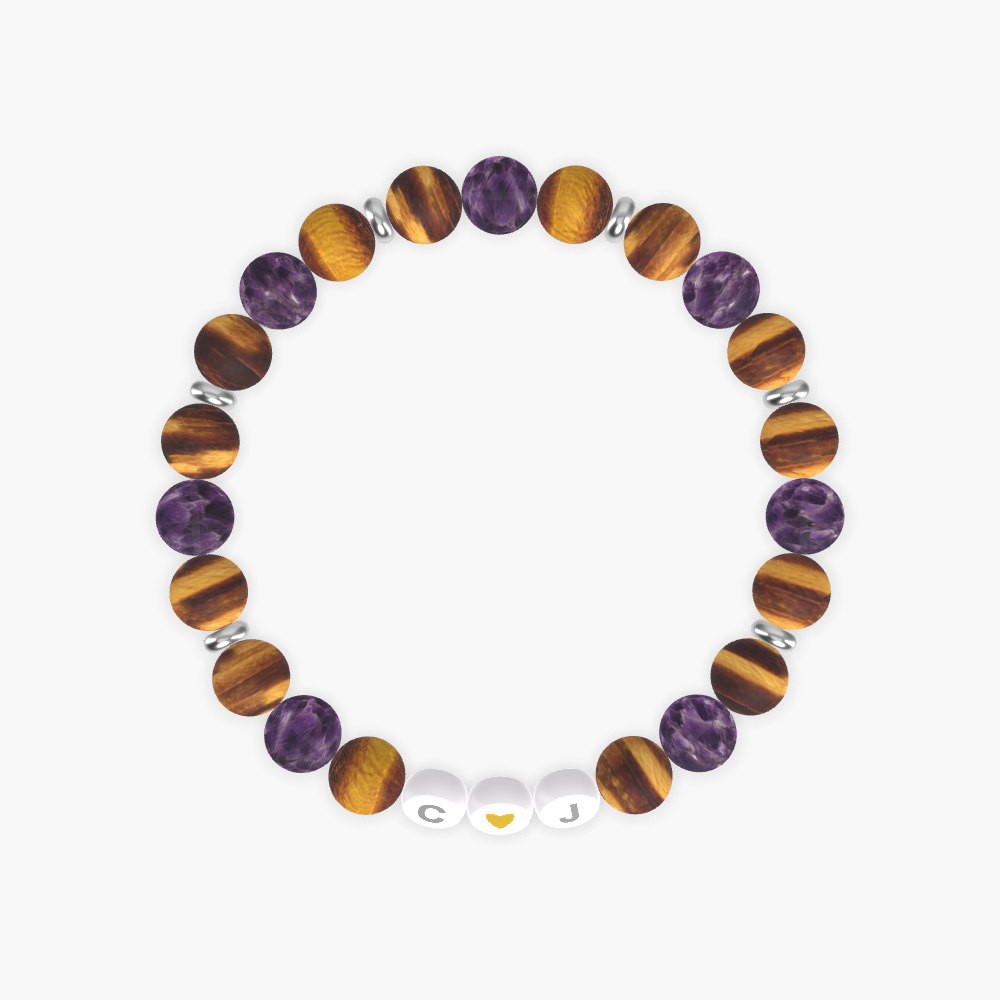 Tiger Eye and Amethyst Bracelet