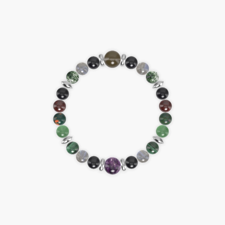 Black Tourmaline, Labradorite, Malachite and more Gemstone Bracelet