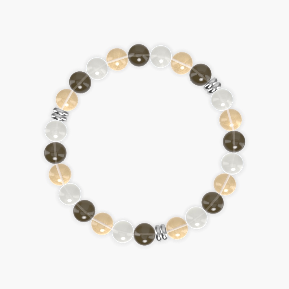 Smoky Quartz, Citrine and Moonstone Bracelet
