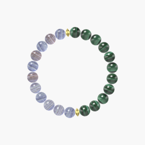 Blue Lace Agate and Malachite Bracelet