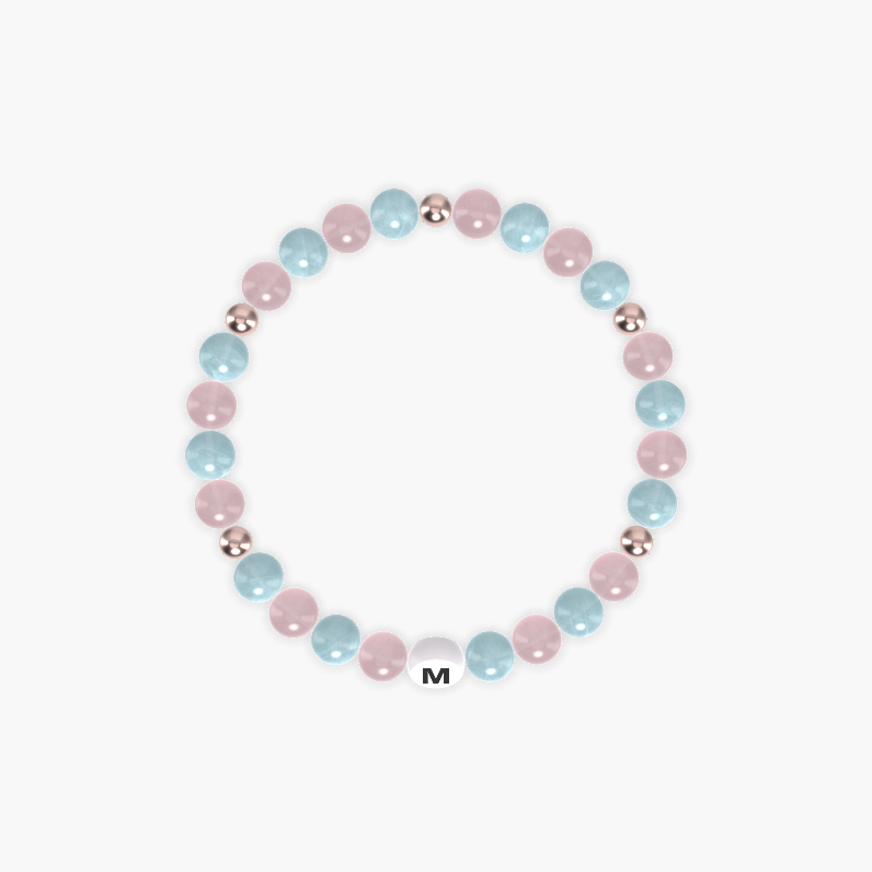 Aquamarine and Rose Quartz Bracelet