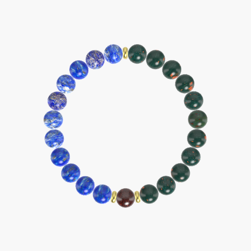 Bloodstone, Lapis Lazuli and Garnet Bracelet