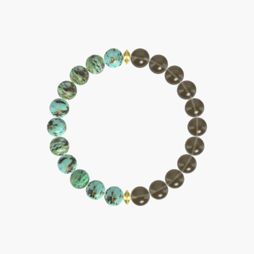 Smoky Quartz and African Turquoise Bracelet