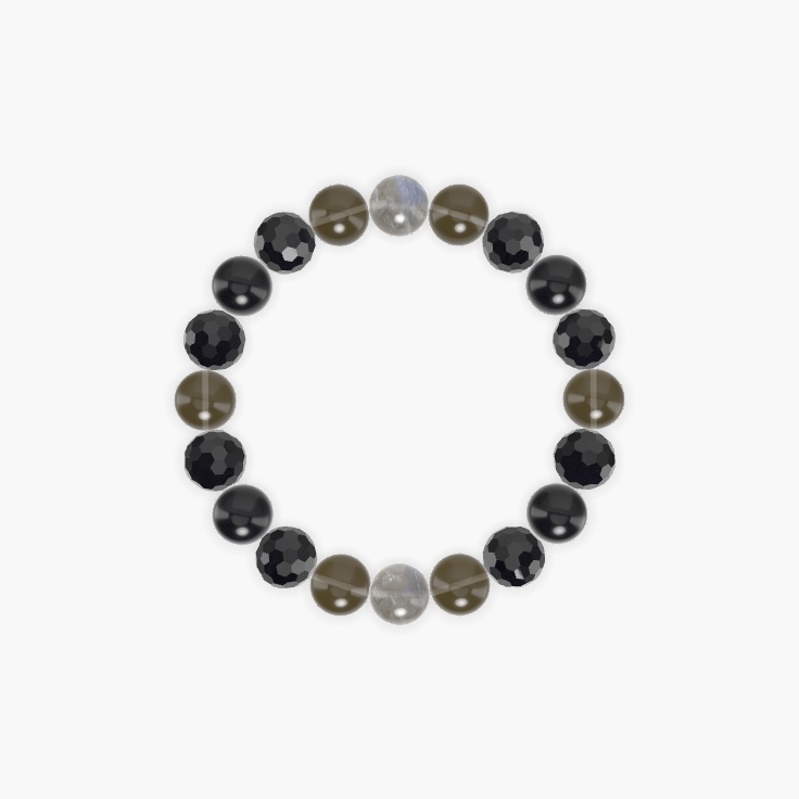 Black Tourmaline, Smoky Quartz, Black Obsidian and more Gemstone Bracelet