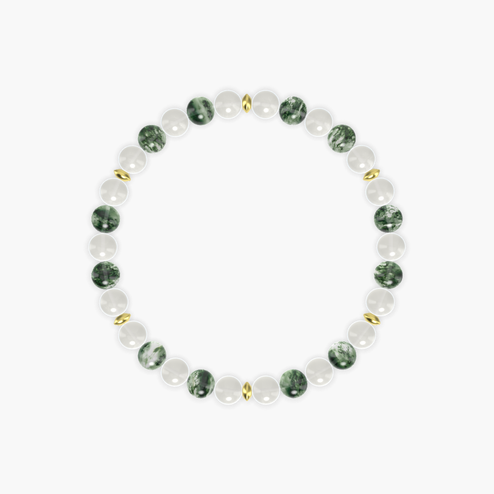 Moonstone and Moss Agate Bracelet