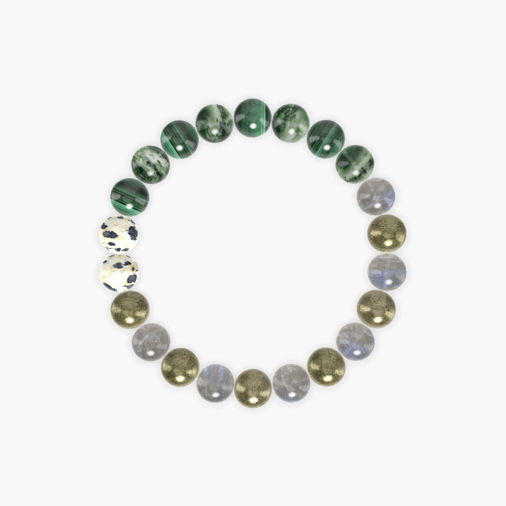 Pyrite, Labradorite, Moss Agate and more Gemstone Bracelet