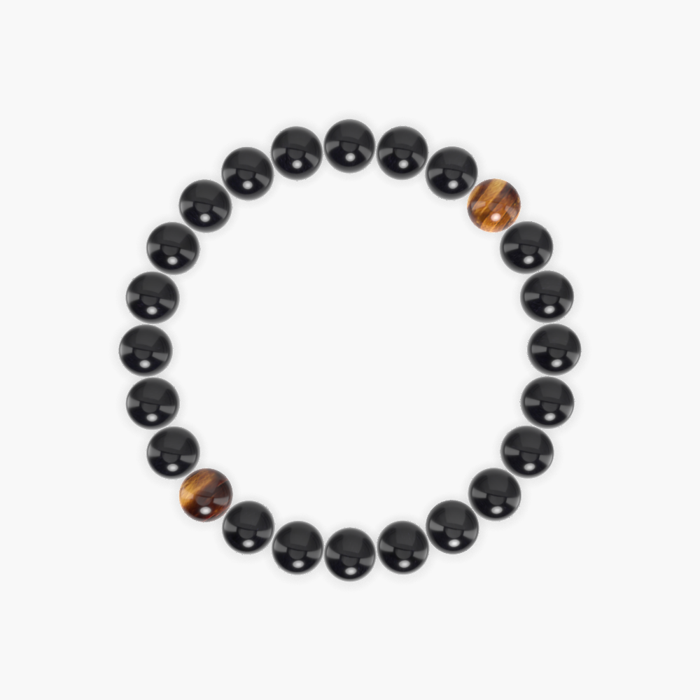 Black Obsidian, Tiger Eye and Black Tourmaline Bracelet