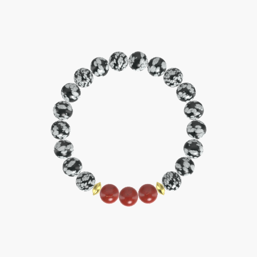 Snowflake Obsidian and Red Jasper Bracelet