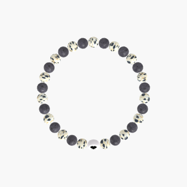 Dalmatian Jasper and Lava Rock Bracelet