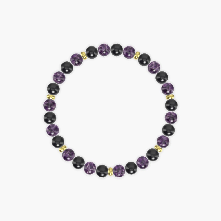 Amethyst and Black Tourmaline Bracelet