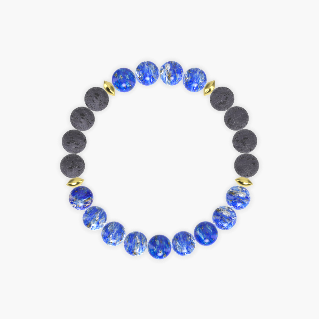 Lapis Lazuli and Lava Rock Bracelet
