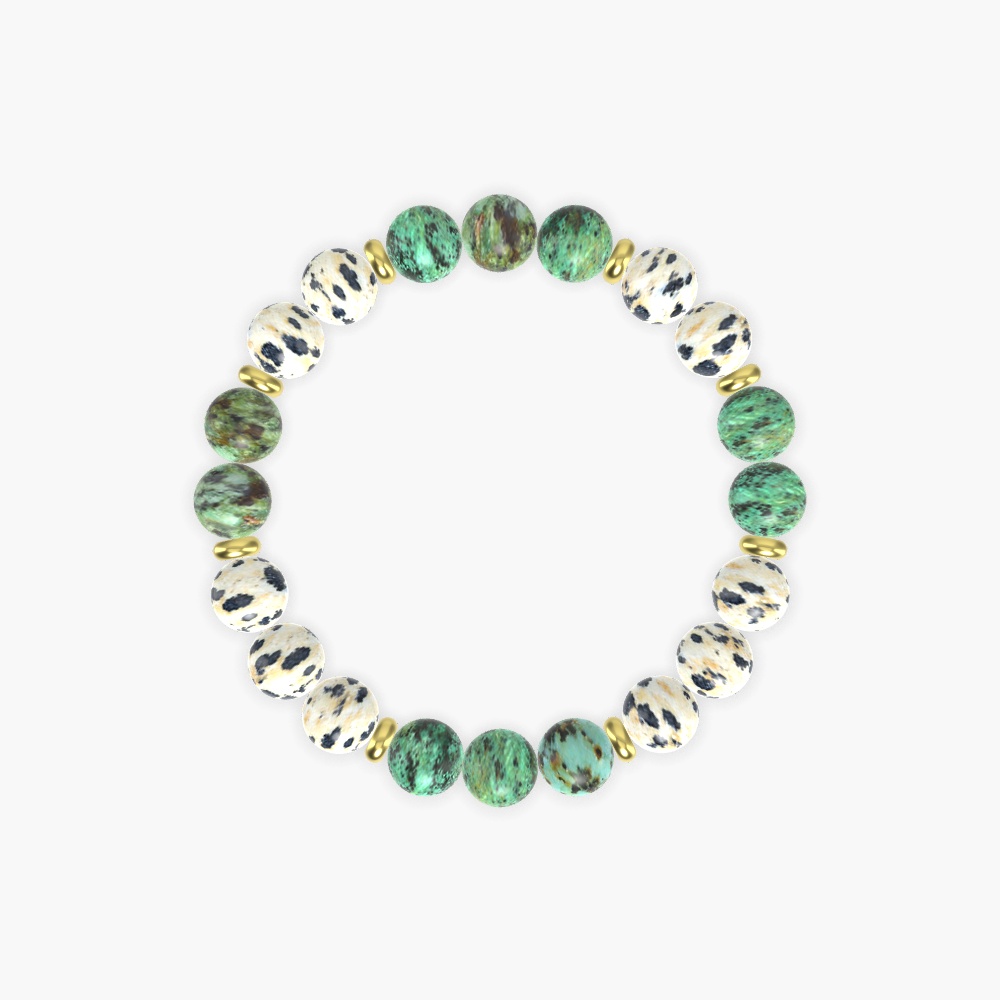 African Turquoise and Dalmatian Jasper Bracelet