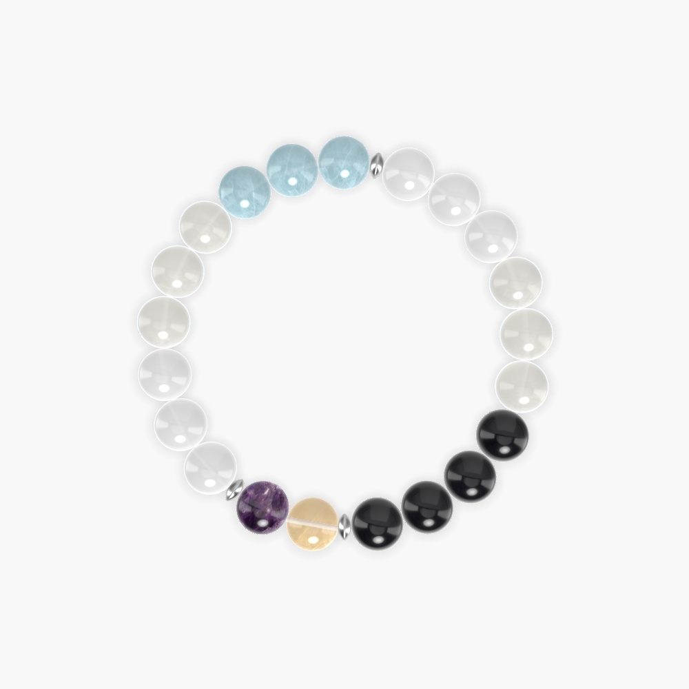 Moonstone, White Jade, Black Obsidian and more Gemstone Bracelet