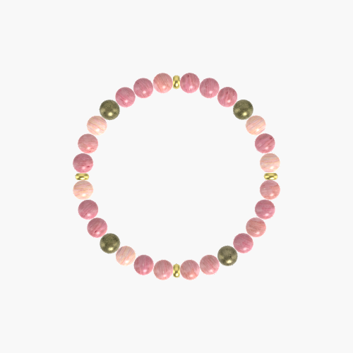 Rhodonite and Pyrite Gemstone Bead Bracelet