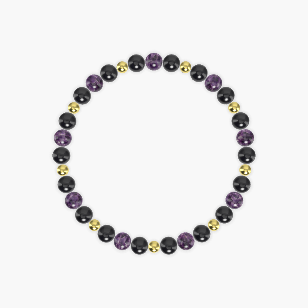 Fearless Spirit - Black Tourmaline and Amethyst Bracelet