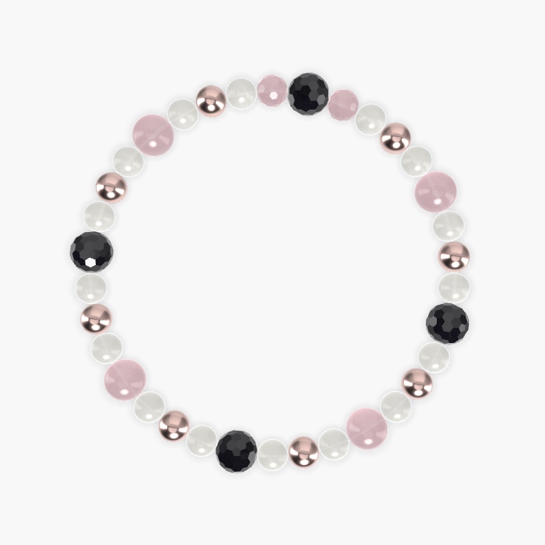 Moonstone, Rose Quartz and Black Tourmaline Bracelet