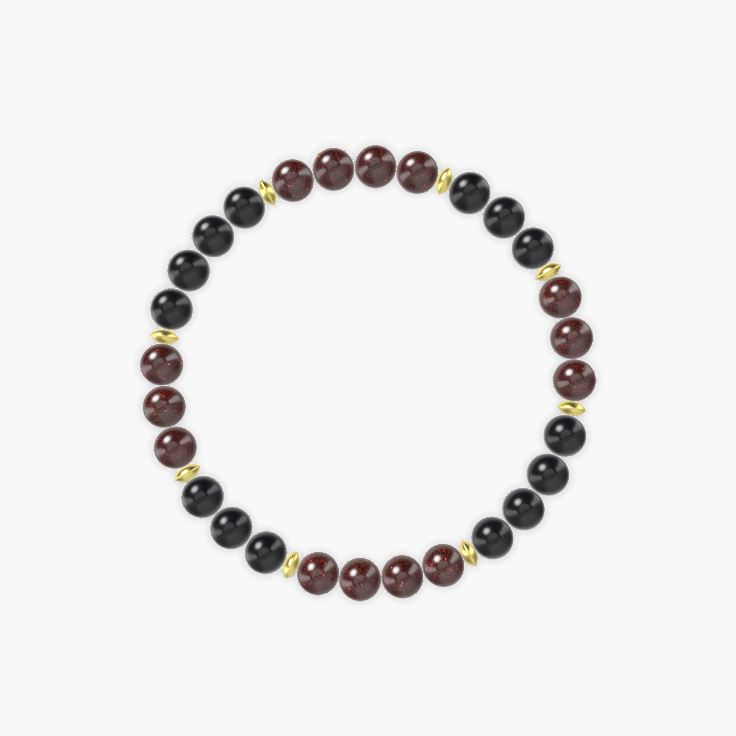 Black Obsidian and Garnet Bracelet
