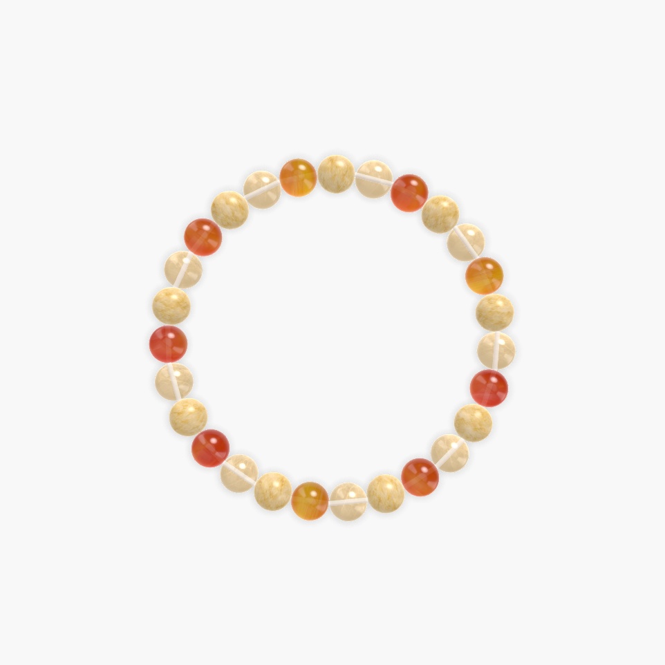 Carnelian, Citrine and Yellow Jade Bracelet