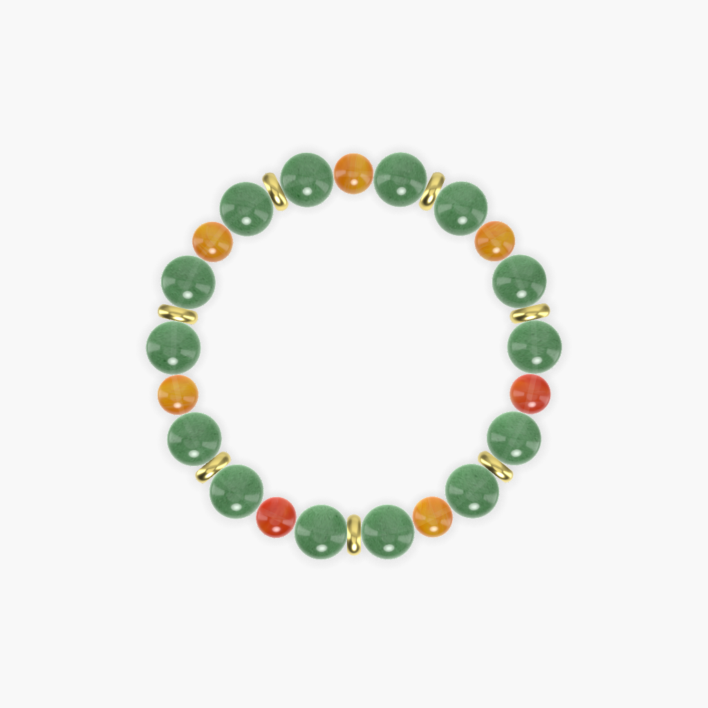 Green Aventurine and Carnelian Gemstone Bead Bracelet