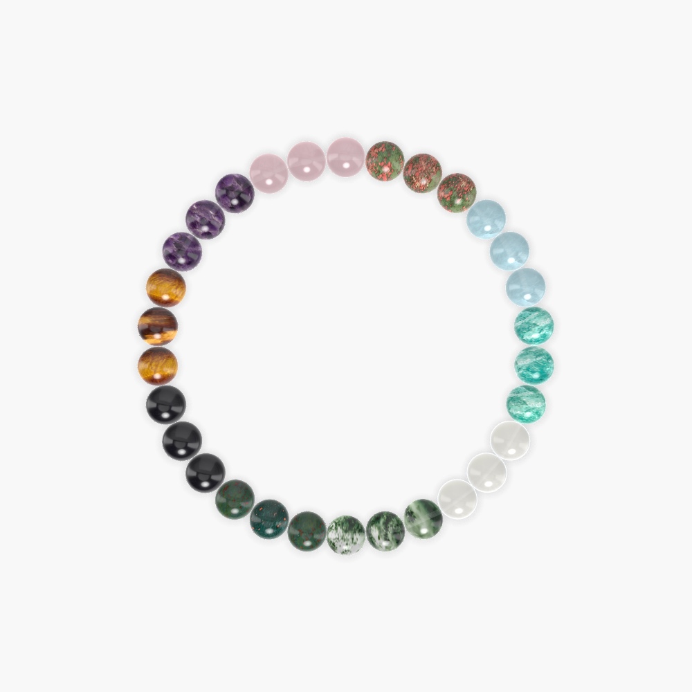 Moss Agate, Moonstone, Amazonite and more Gemstone Bracelet