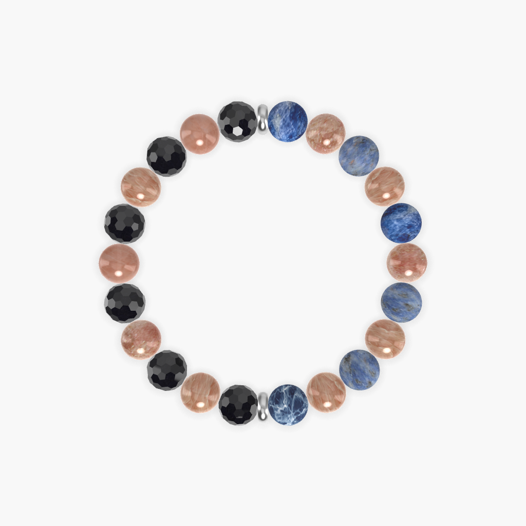 Sunstone, Sodalite and Black Tourmaline Bracelet