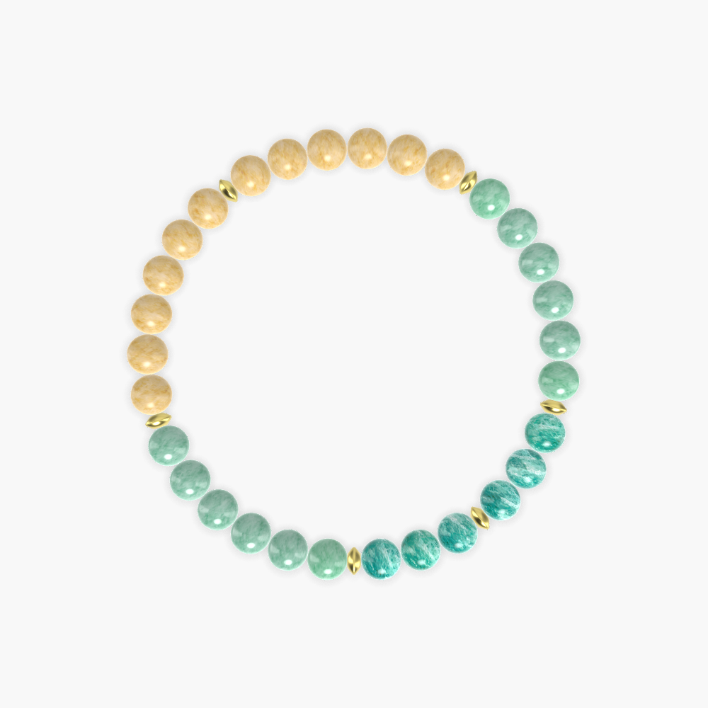Green Jade, Yellow Jade and Amazonite Bracelet