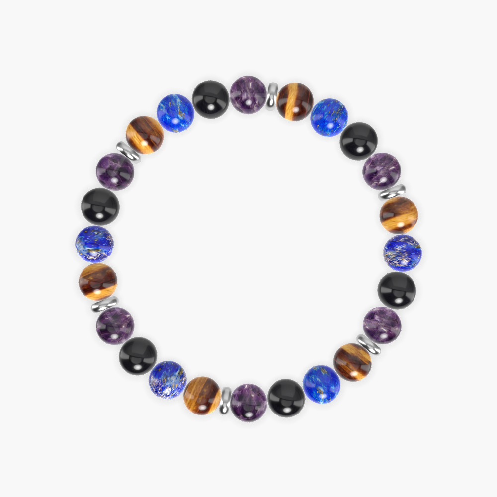 Amethyst, Black Tourmaline, Lapis Lazuli and more Gemstone Bracelet