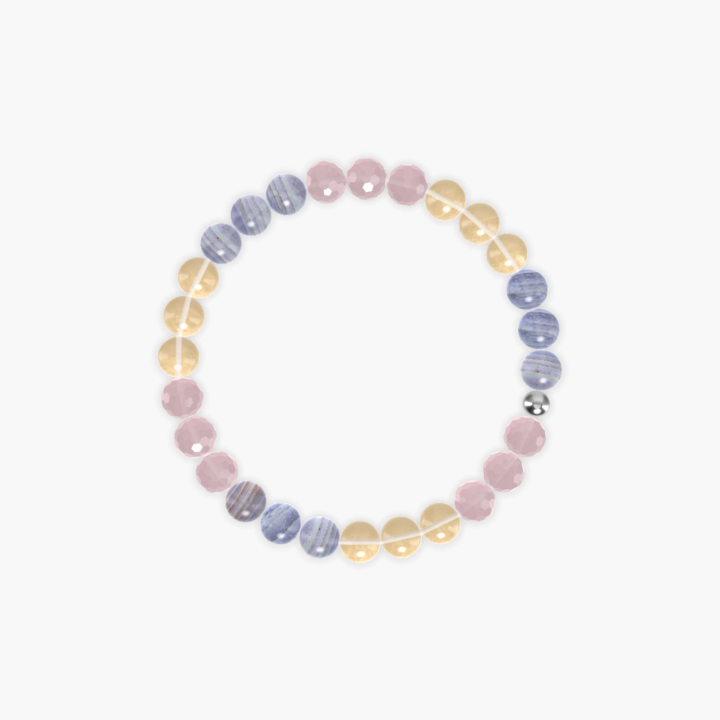 Citrine, Rose Quartz and Blue Lace Agate Bracelet
