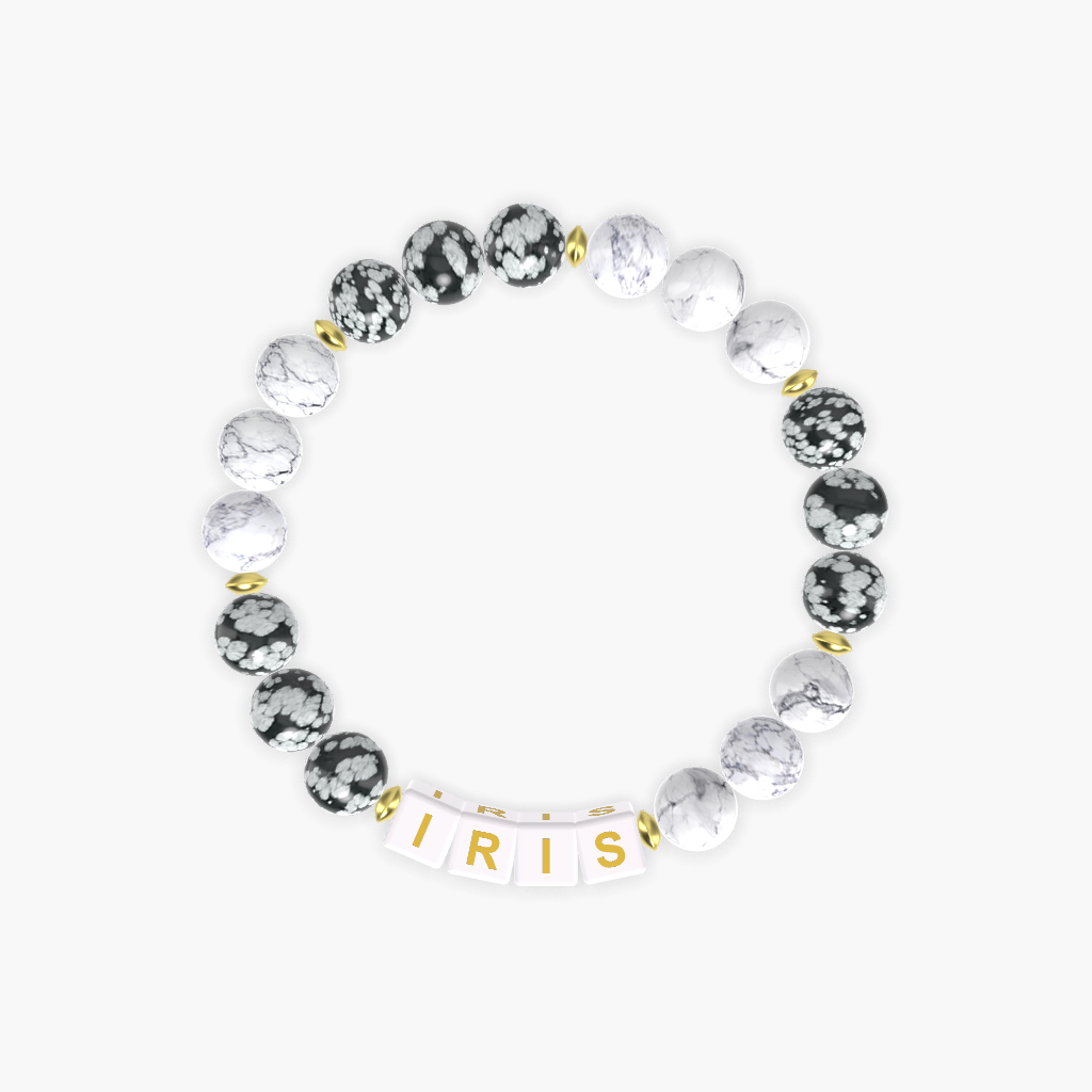 Howlite and Snowflake Obsidian Bracelet