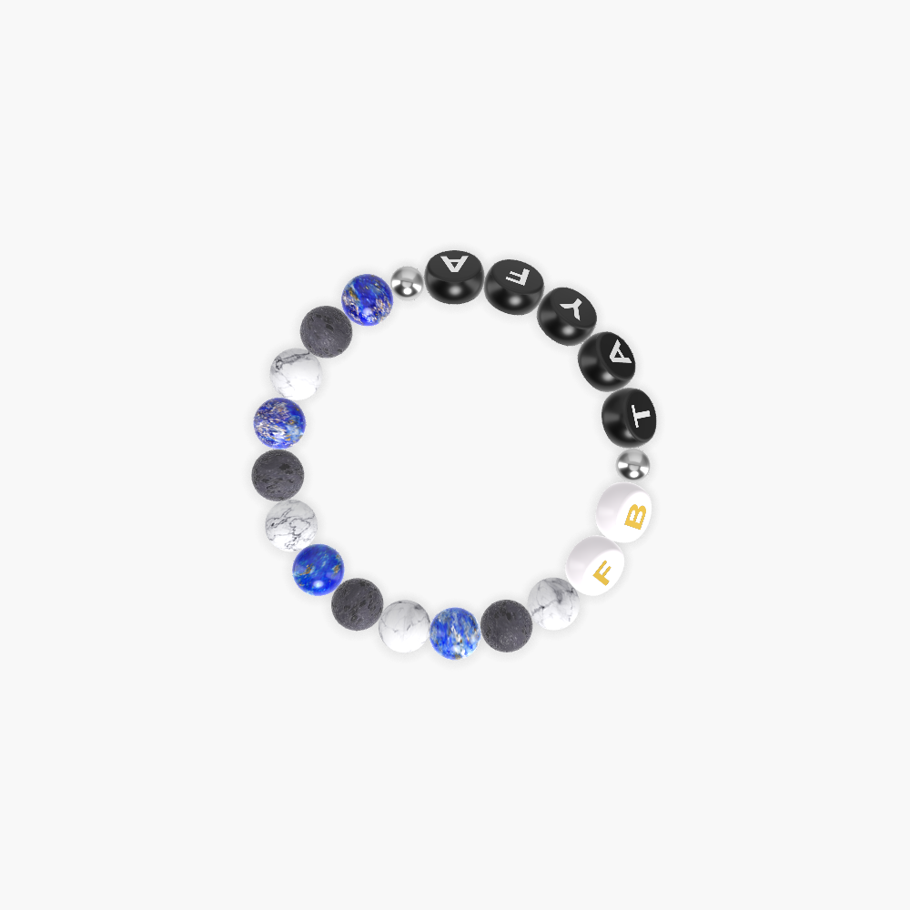 Lapis Lazuli, Lava Rock and Howlite Bracelet