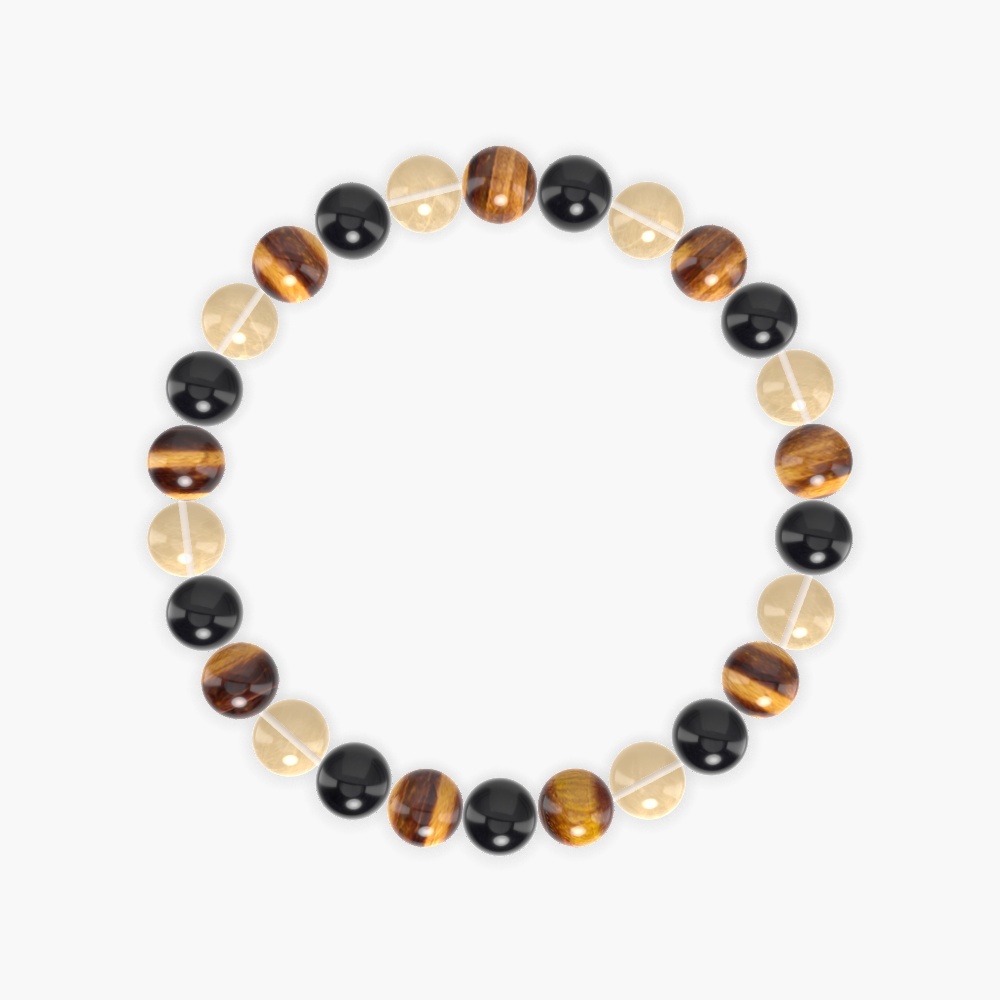 Black Obsidian, Tiger Eye and Citrine Bracelet